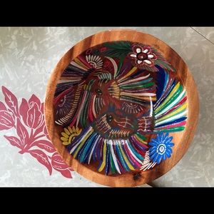 Large Wooden Hand Painted Bowl